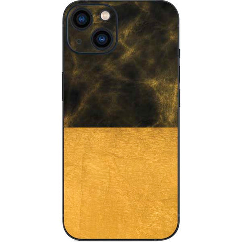 Black and Gold Split Marble iPhone 14 Plus Skin